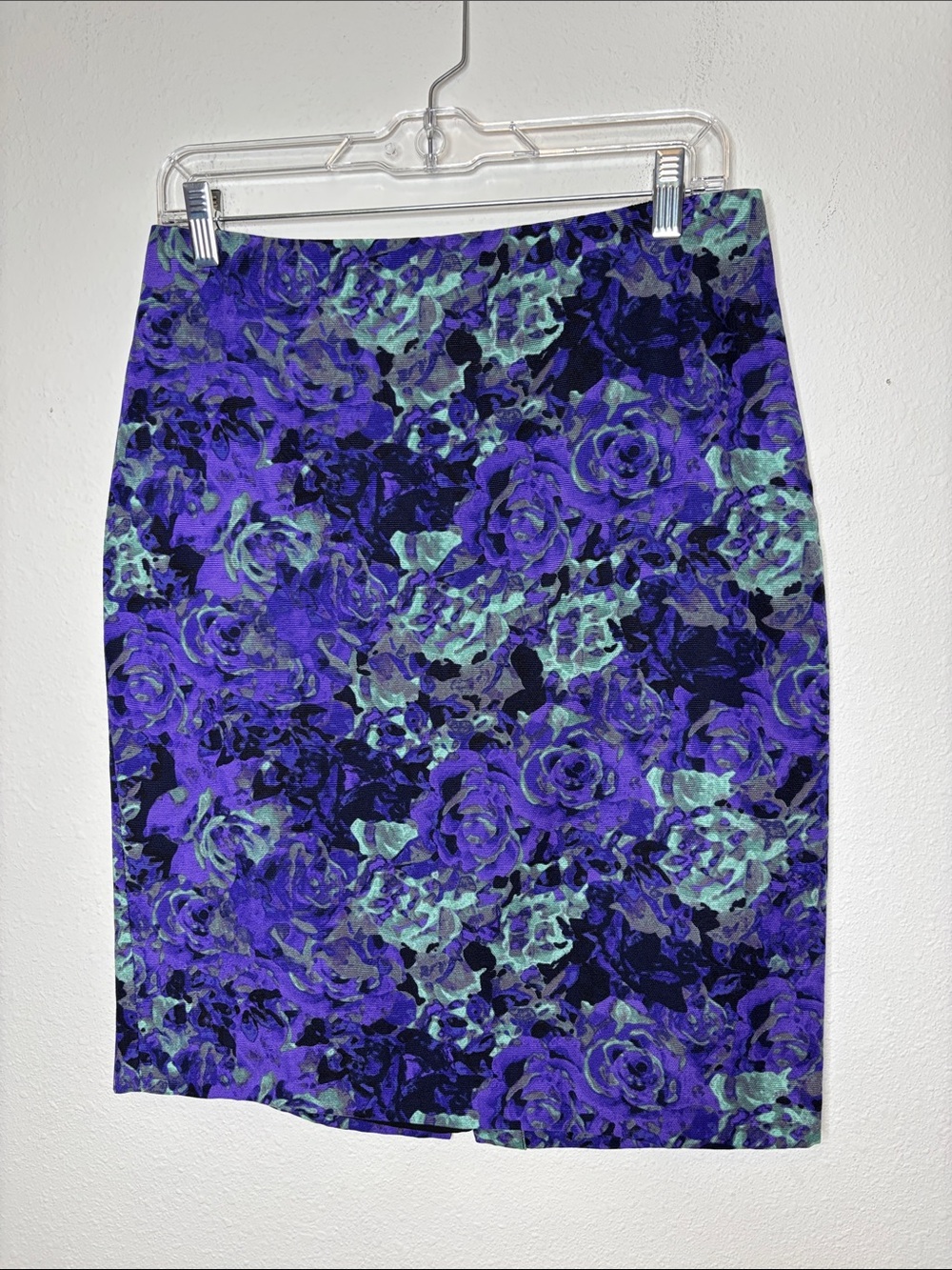 Talbots Purple & Teal Floral Pencil Skirt